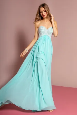 Beaded Bodice Strapless Floor Length Prom Dress GLGL2148