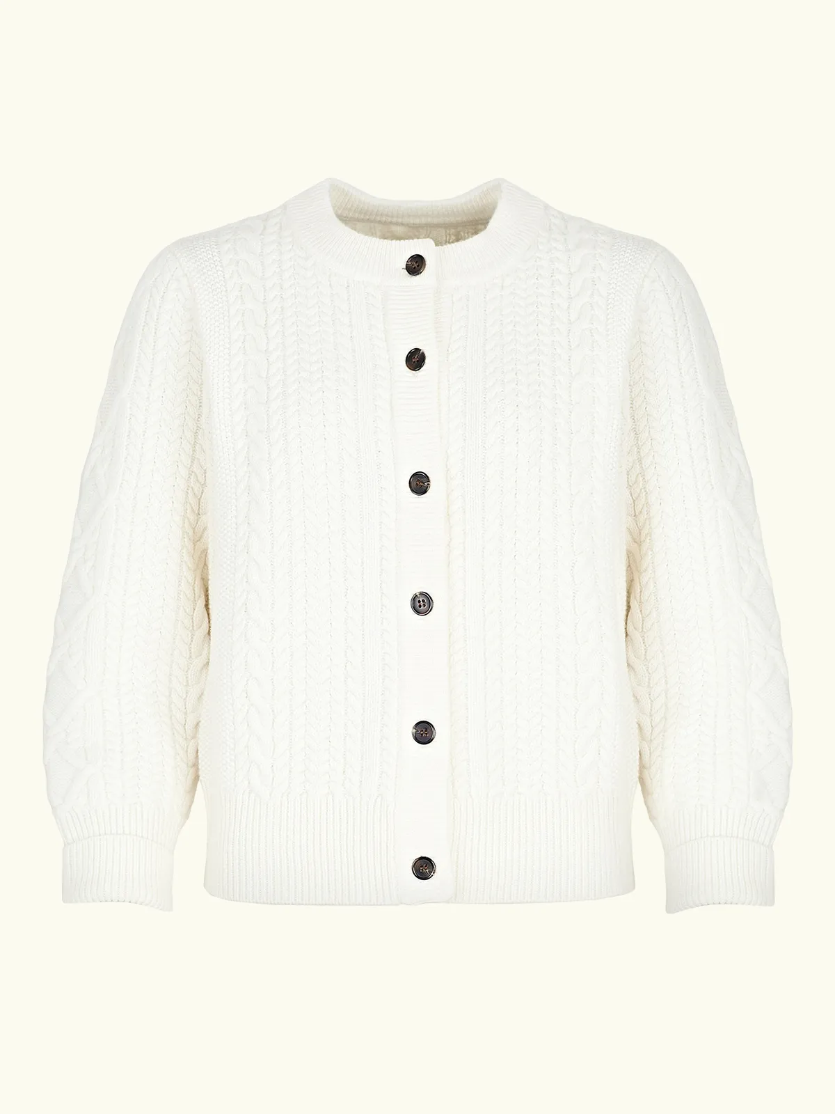 Blair Cable Knit Merino Cardigan - White