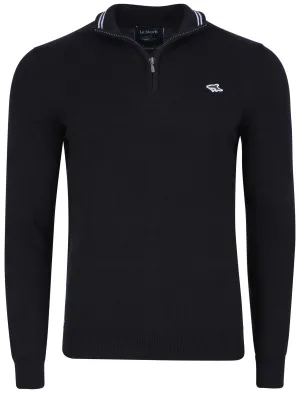 Bryon Zip up Jumper in Navy - Le Shark