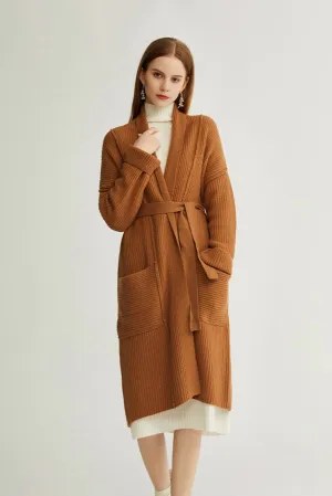 Casual Wool Belted Duster Cardigan