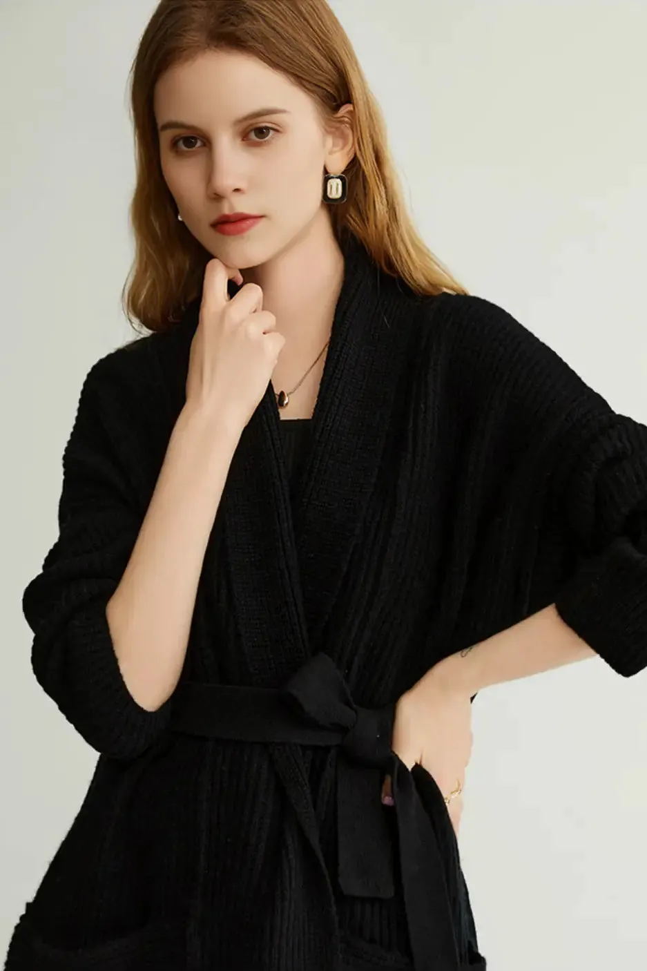 Casual Wool Belted Duster Cardigan