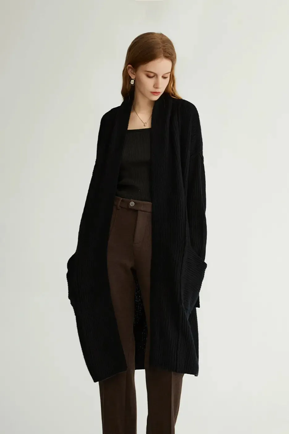 Casual Wool Belted Duster Cardigan