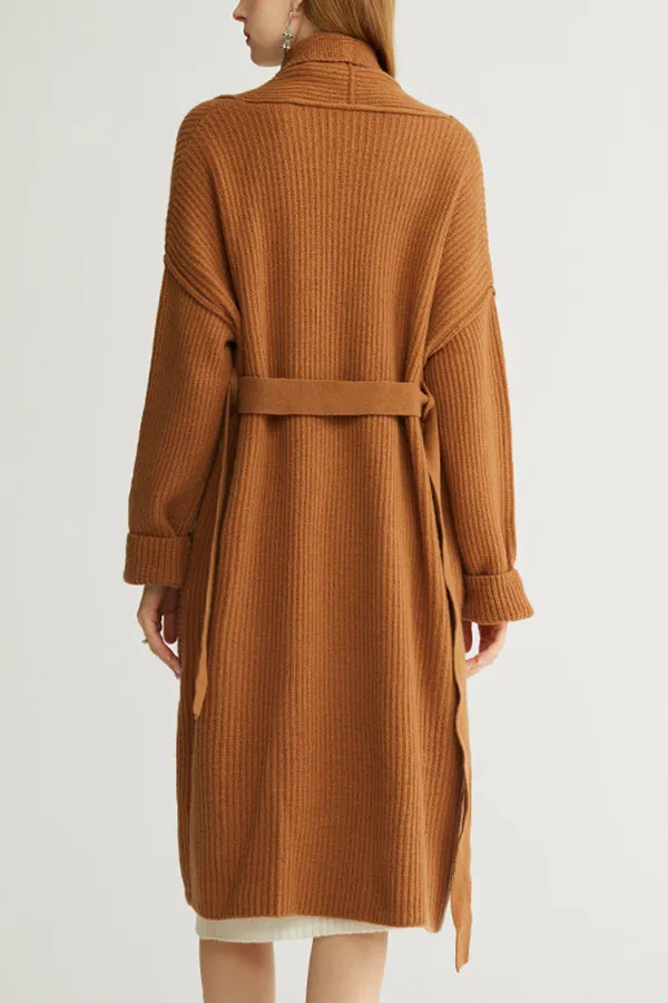 Casual Wool Belted Duster Cardigan