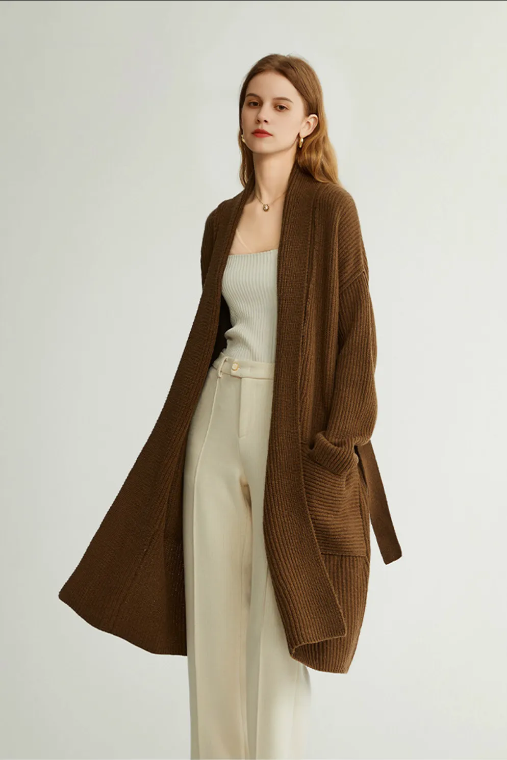 Casual Wool Belted Duster Cardigan
