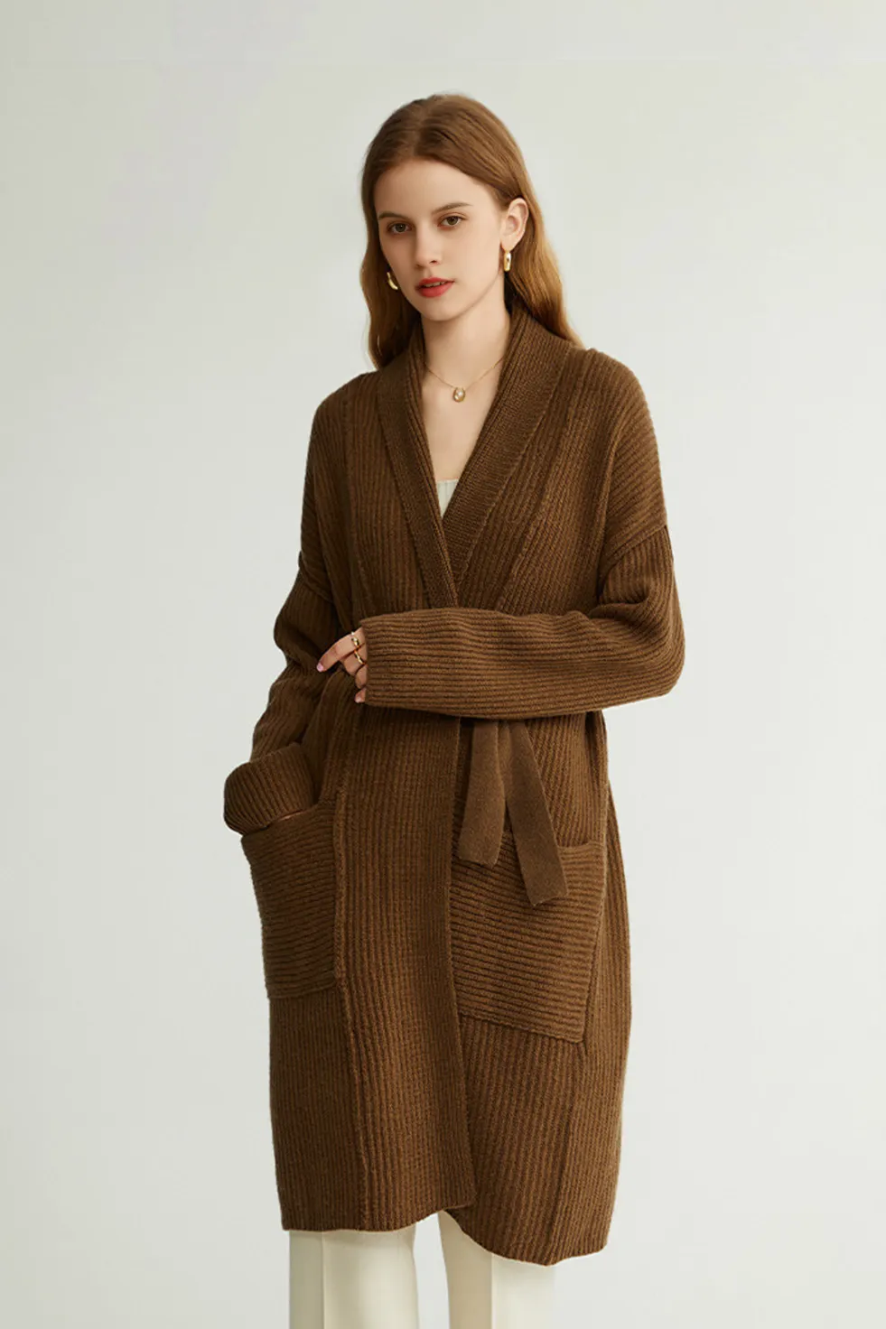 Casual Wool Belted Duster Cardigan