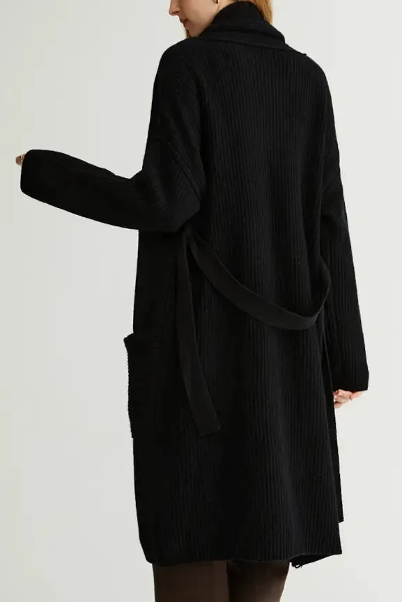 Casual Wool Belted Duster Cardigan