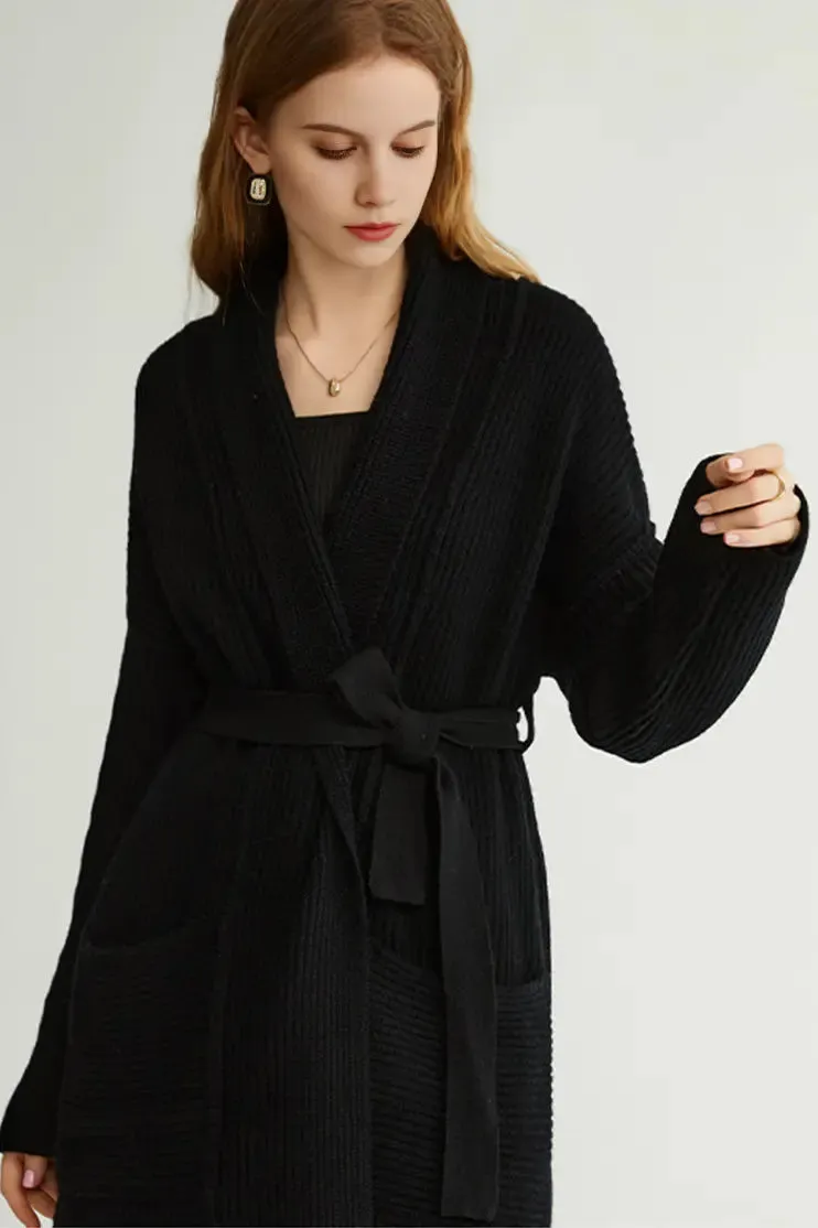 Casual Wool Belted Duster Cardigan
