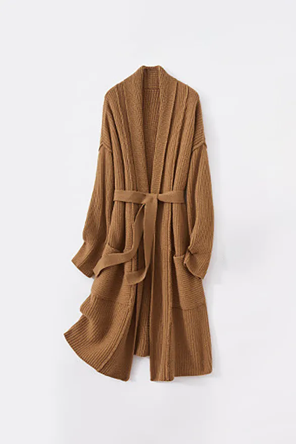 Casual Wool Belted Duster Cardigan