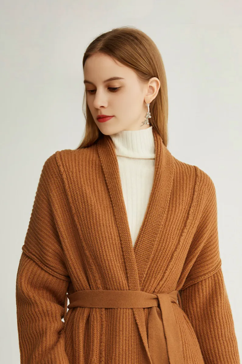 Casual Wool Belted Duster Cardigan