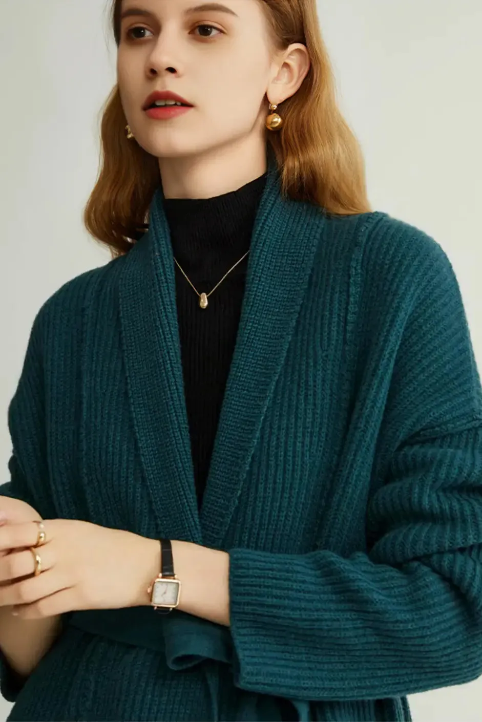 Casual Wool Belted Duster Cardigan