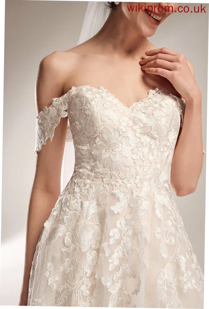 Chapel Ball-Gown/Princess Wedding Dresses Train Wedding Dress Off-the-Shoulder Aleah