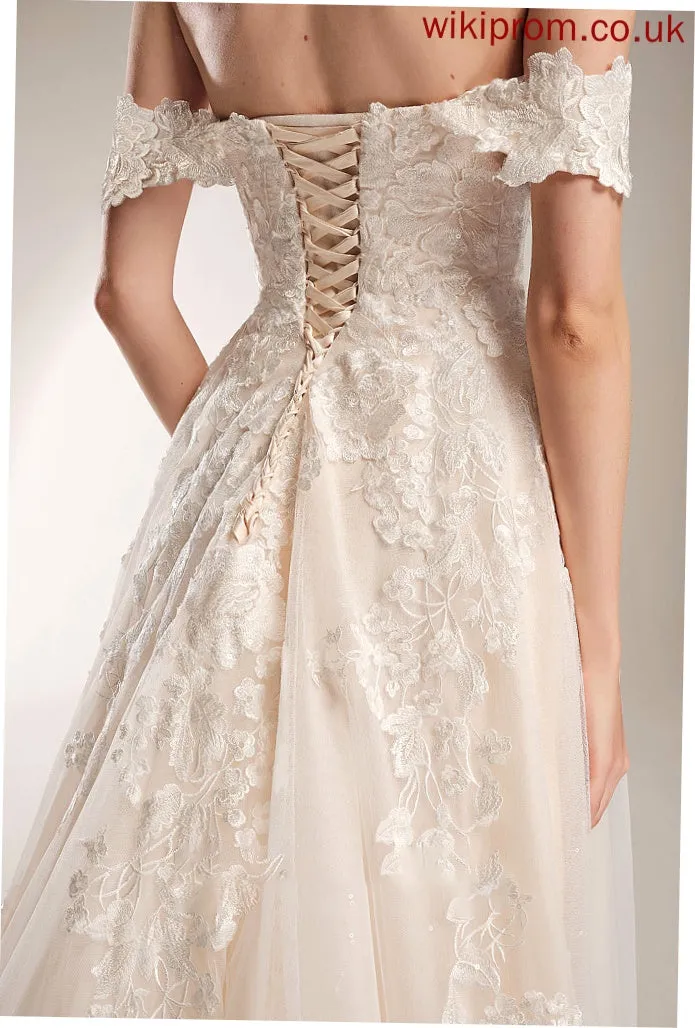 Chapel Ball-Gown/Princess Wedding Dresses Train Wedding Dress Off-the-Shoulder Aleah