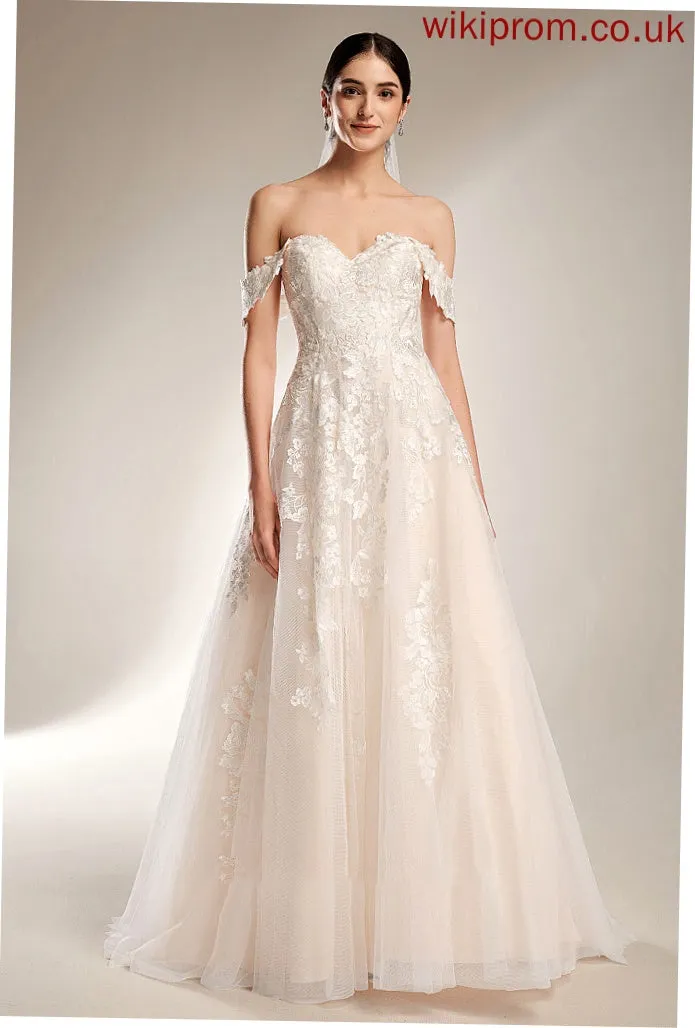 Chapel Ball-Gown/Princess Wedding Dresses Train Wedding Dress Off-the-Shoulder Aleah