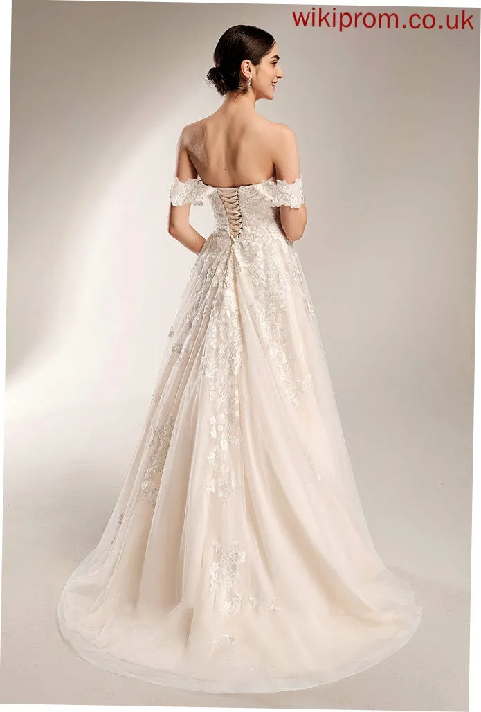 Chapel Ball-Gown/Princess Wedding Dresses Train Wedding Dress Off-the-Shoulder Aleah