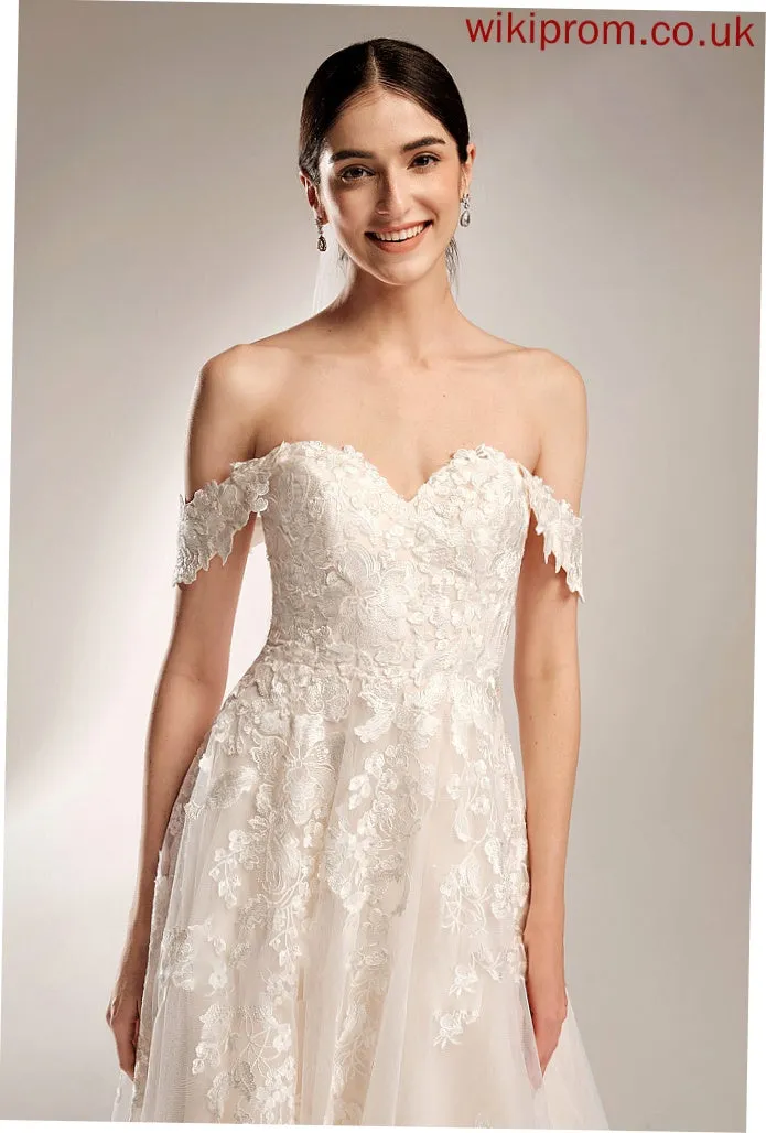 Chapel Ball-Gown/Princess Wedding Dresses Train Wedding Dress Off-the-Shoulder Aleah