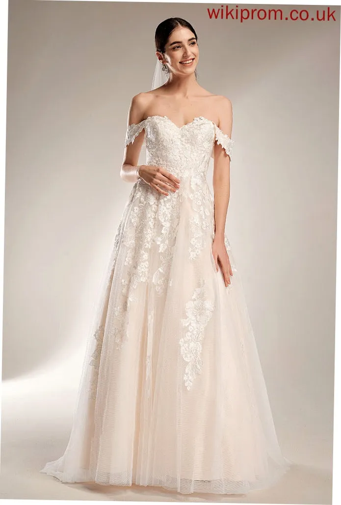 Chapel Ball-Gown/Princess Wedding Dresses Train Wedding Dress Off-the-Shoulder Aleah