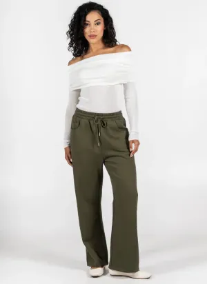 Charly Fleece Straight Leg Pant | Olive