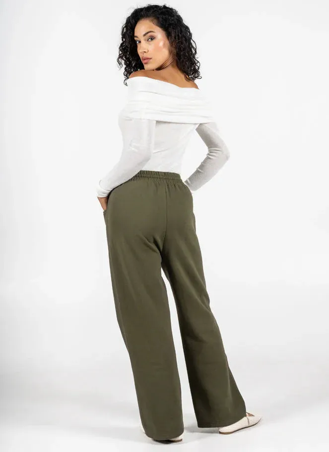 Charly Fleece Straight Leg Pant | Olive