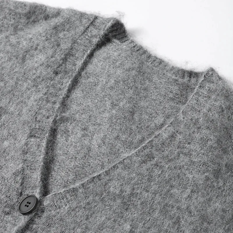 Chic VAN V-neck loose fit gray cardigan