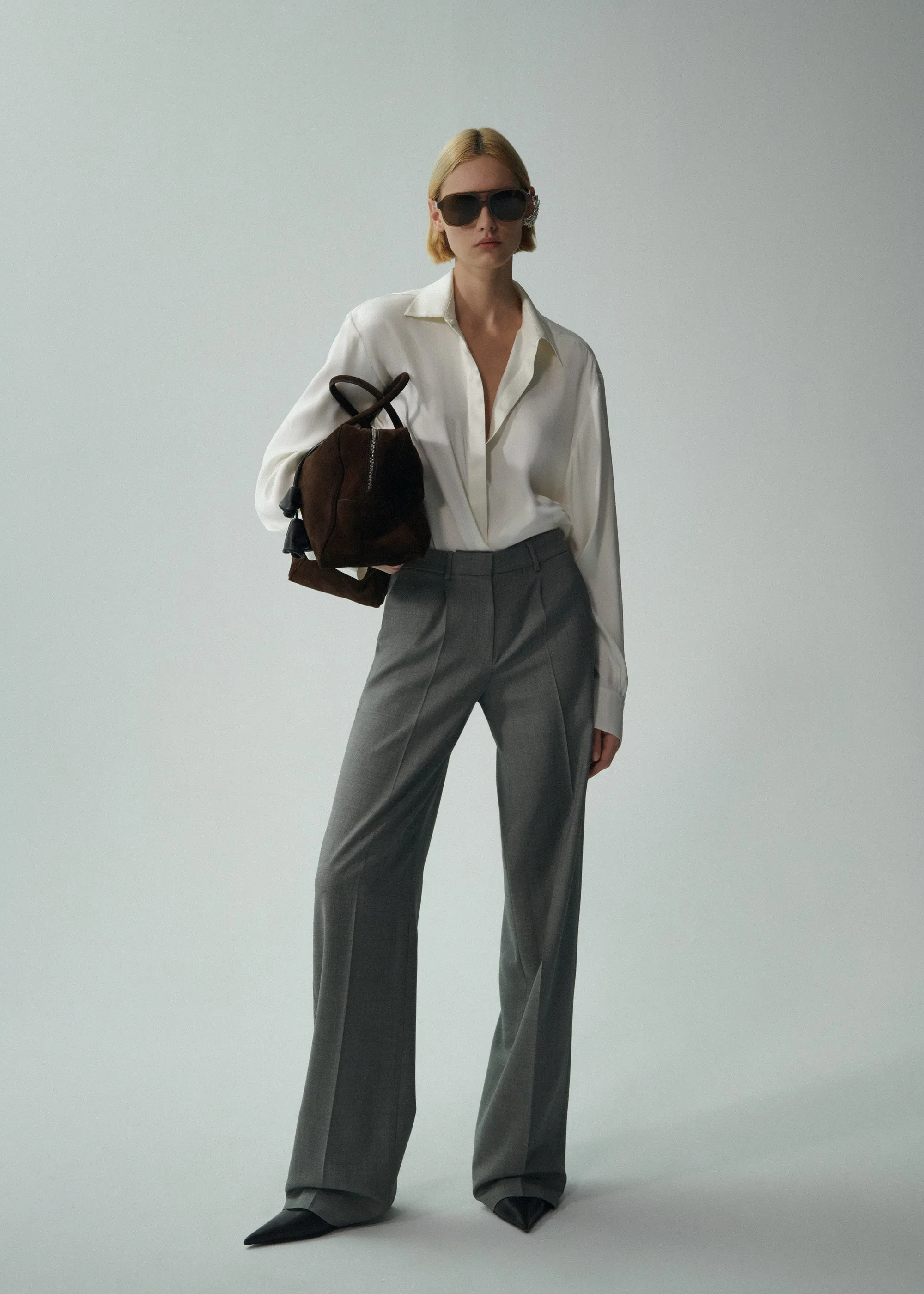Classic silk shirt in cream