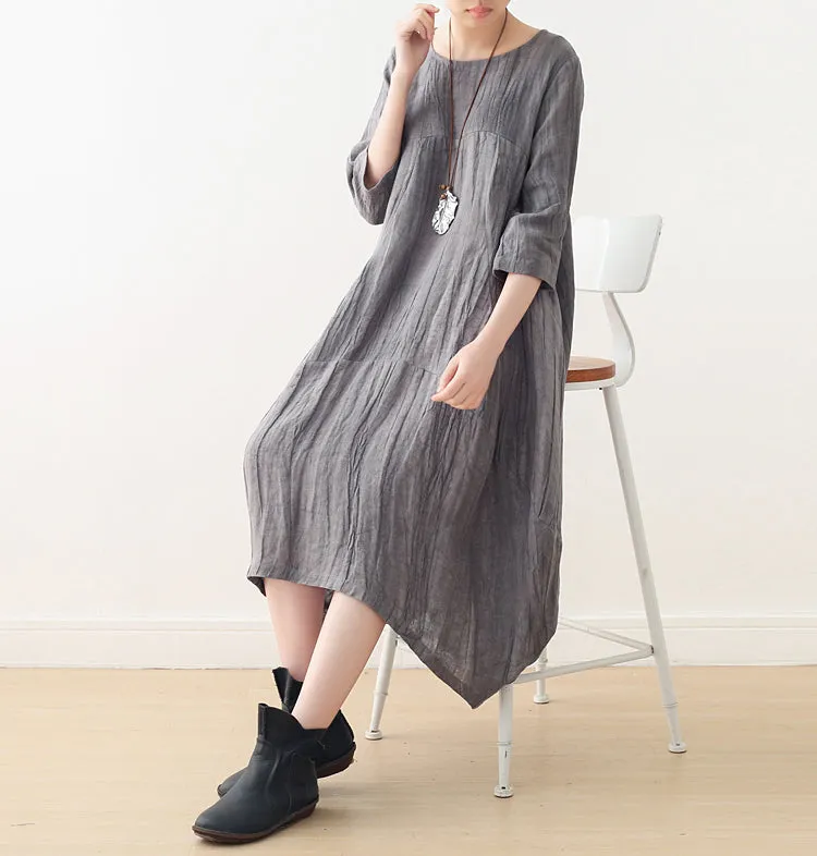 Crinkle casual summer Women Dresses Irregular long women dresses AMT96234