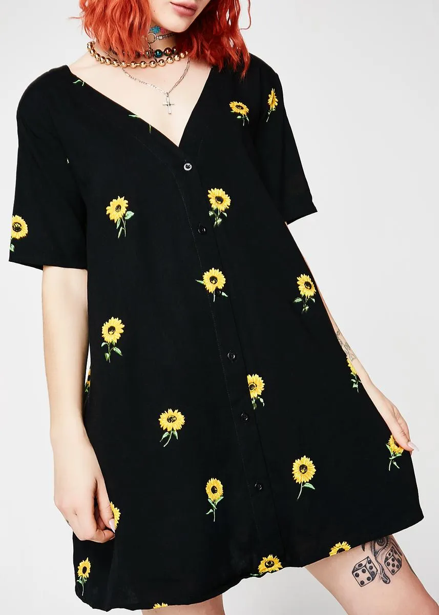 Ditsy Sunflower Crosena Babydoll Dress