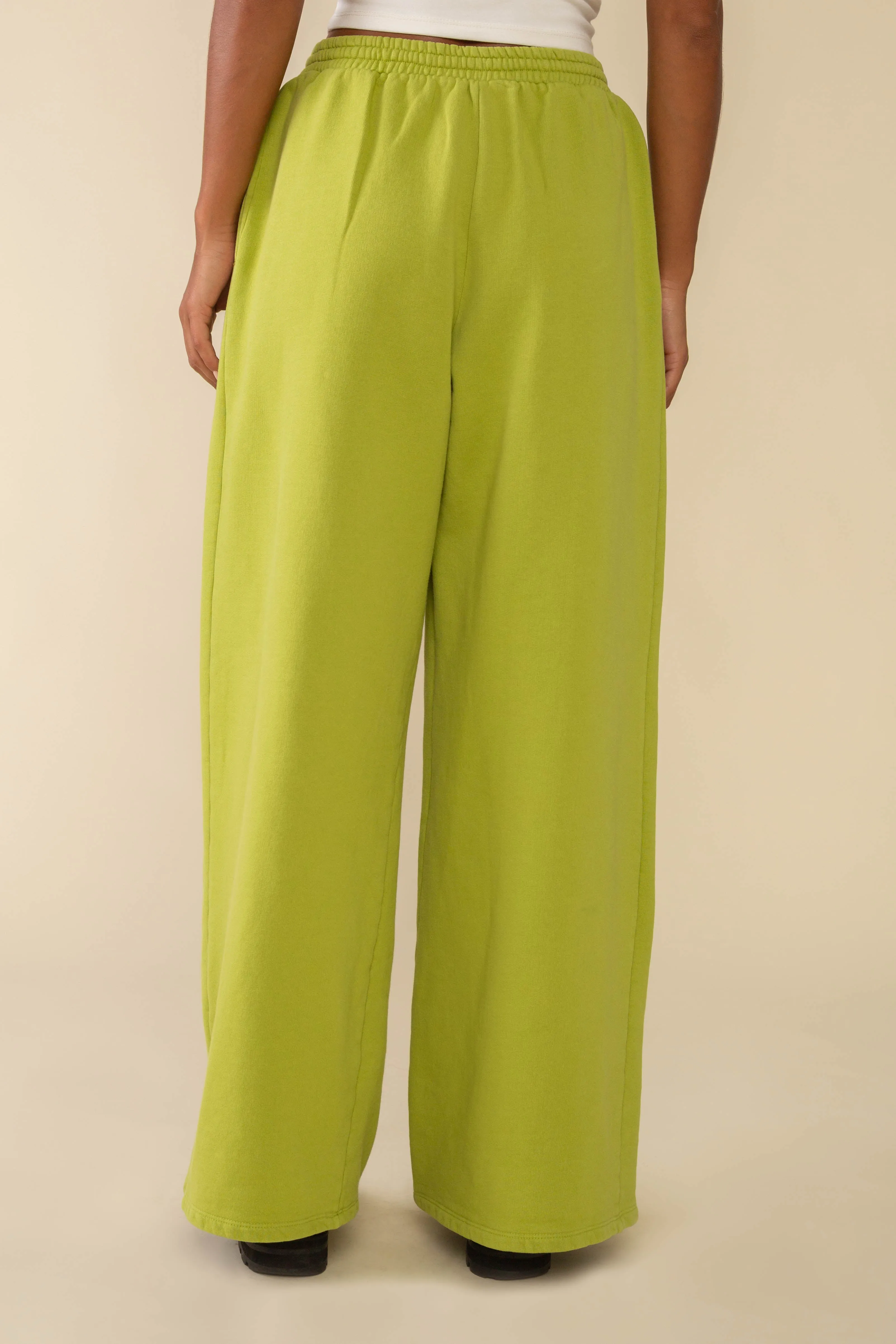 Double Pleat Wide Leg Garment Dye Sweatpants