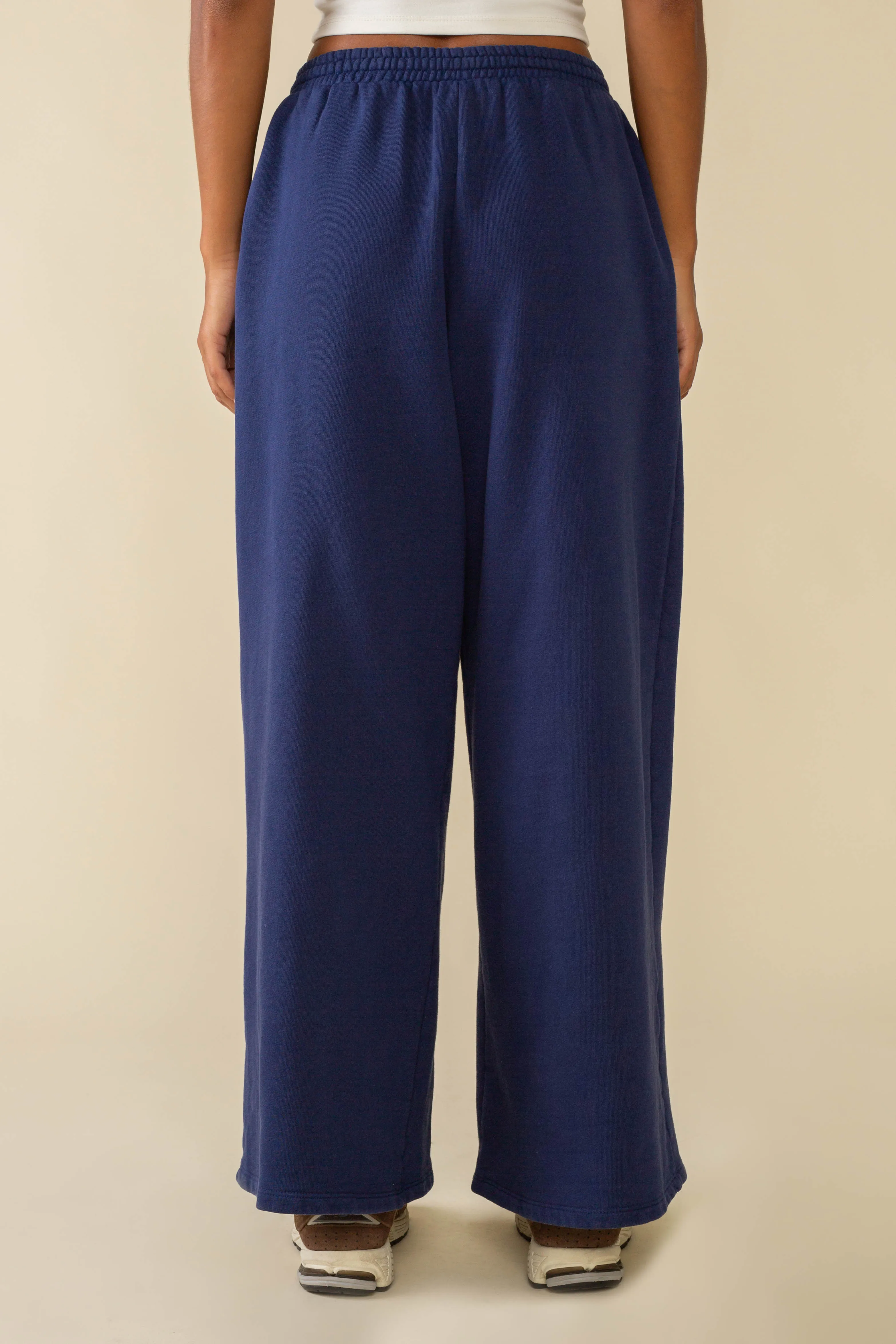 Double Pleat Wide Leg Garment Dye Sweatpants