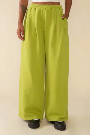 Double Pleat Wide Leg Garment Dye Sweatpants