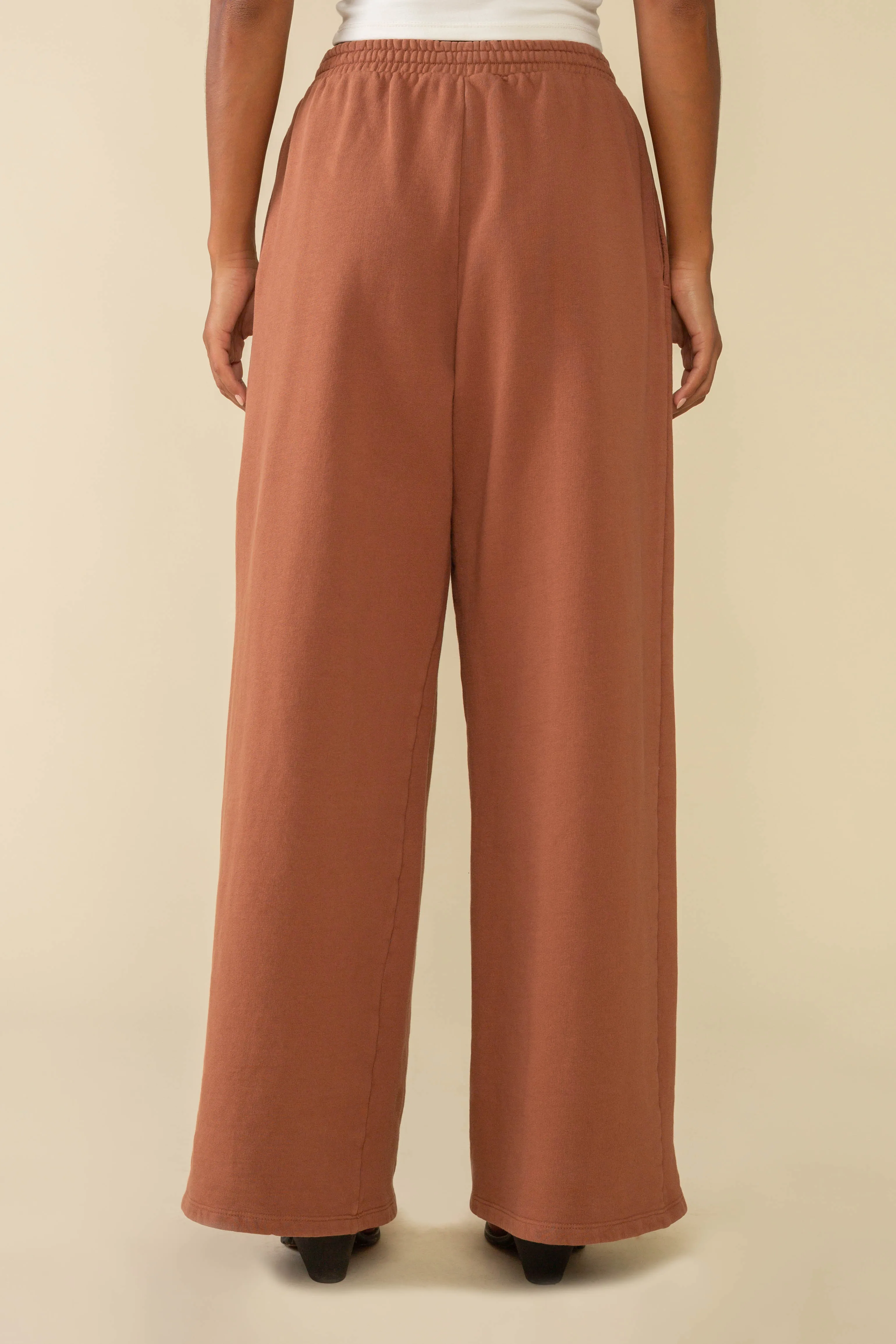 Double Pleat Wide Leg Garment Dye Sweatpants