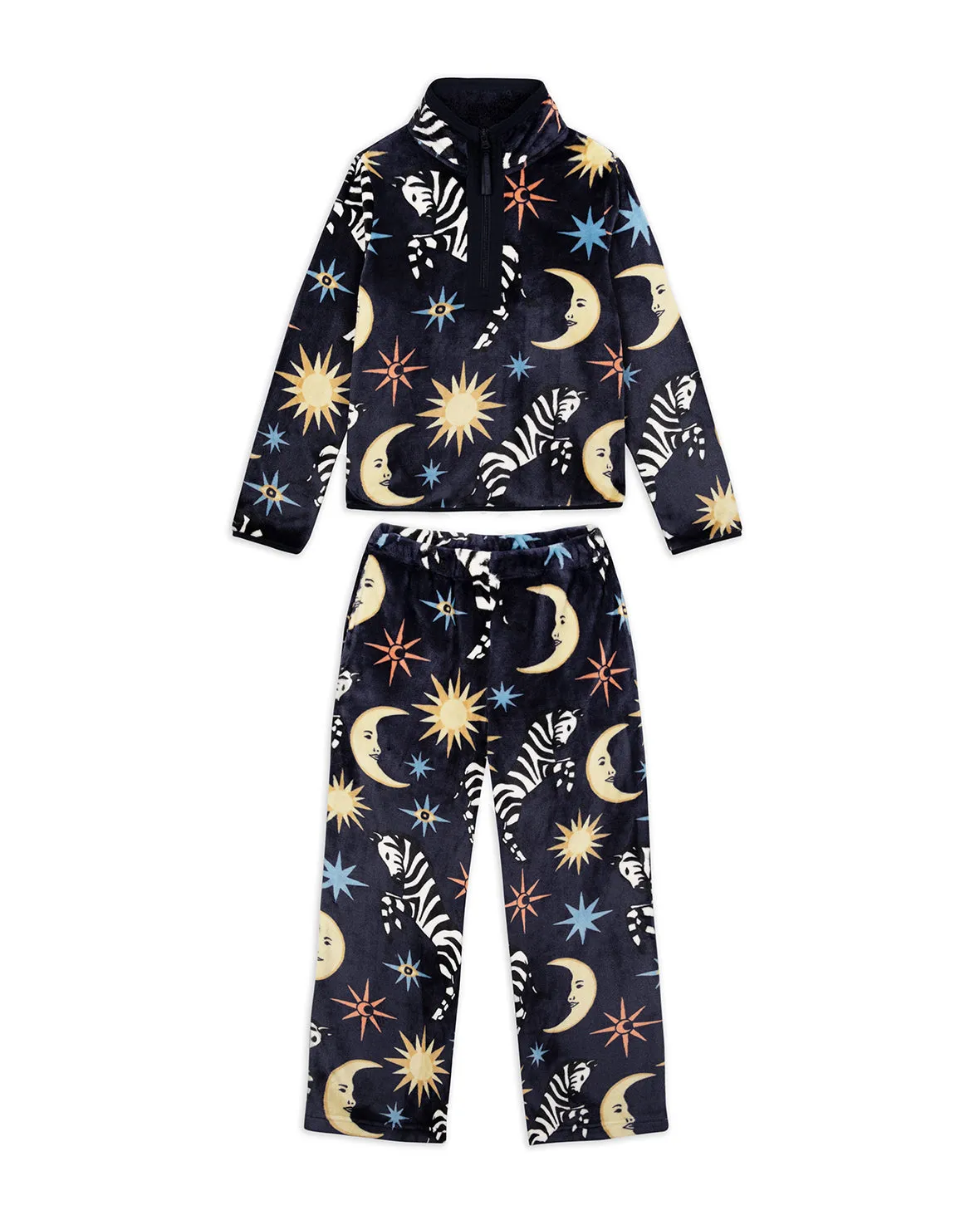 Fleece Celestial Zebra Print Sweatshirt & Jogger Co-ord