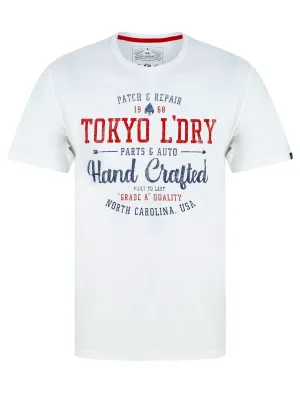 Folsom Motif Cotton Jersey T-Shirt in Optic White - Tokyo Laundry