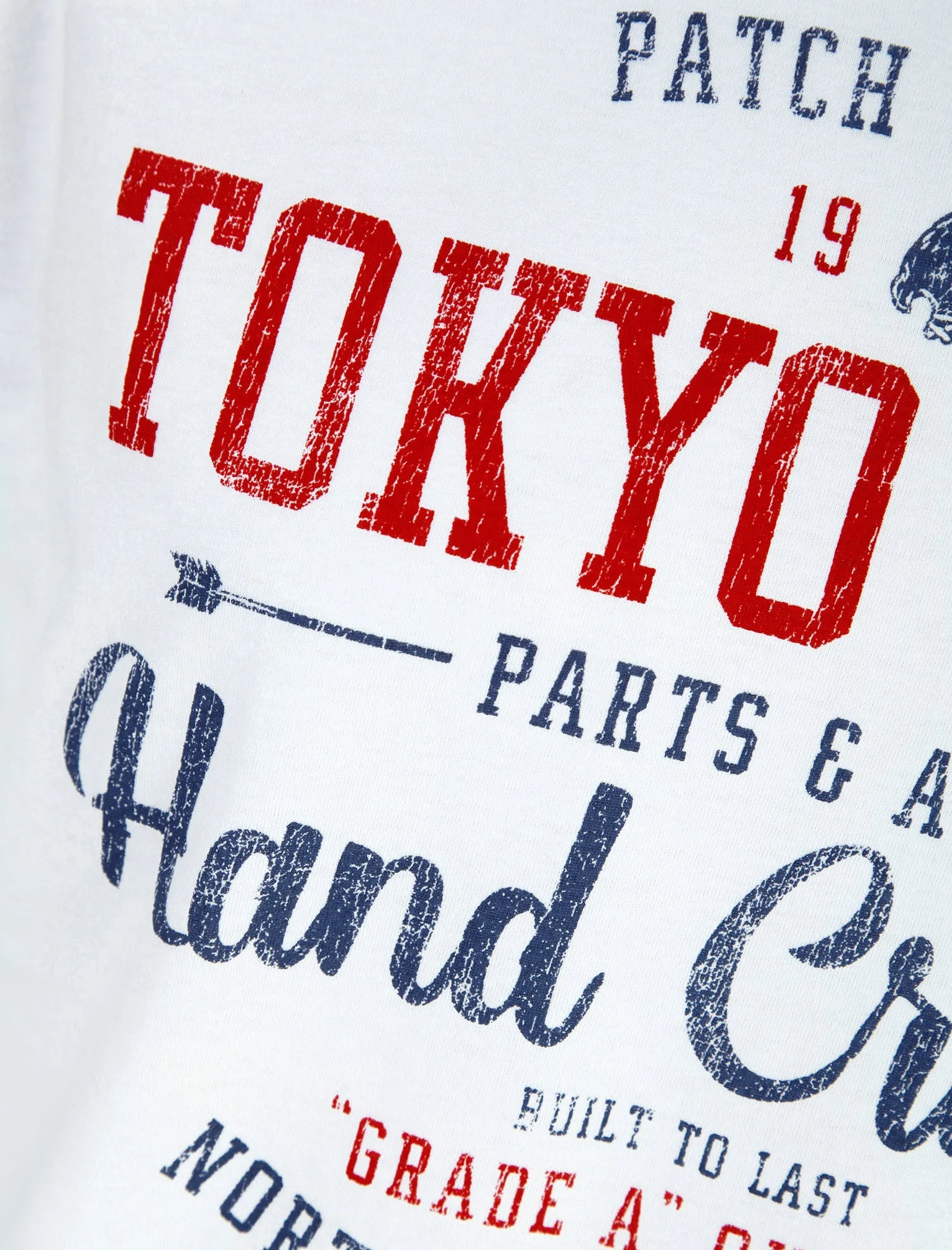 Folsom Motif Cotton Jersey T-Shirt in Optic White - Tokyo Laundry