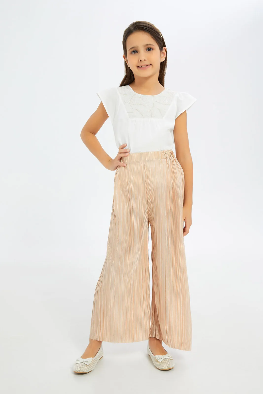 Girls White Embroidered Blouse