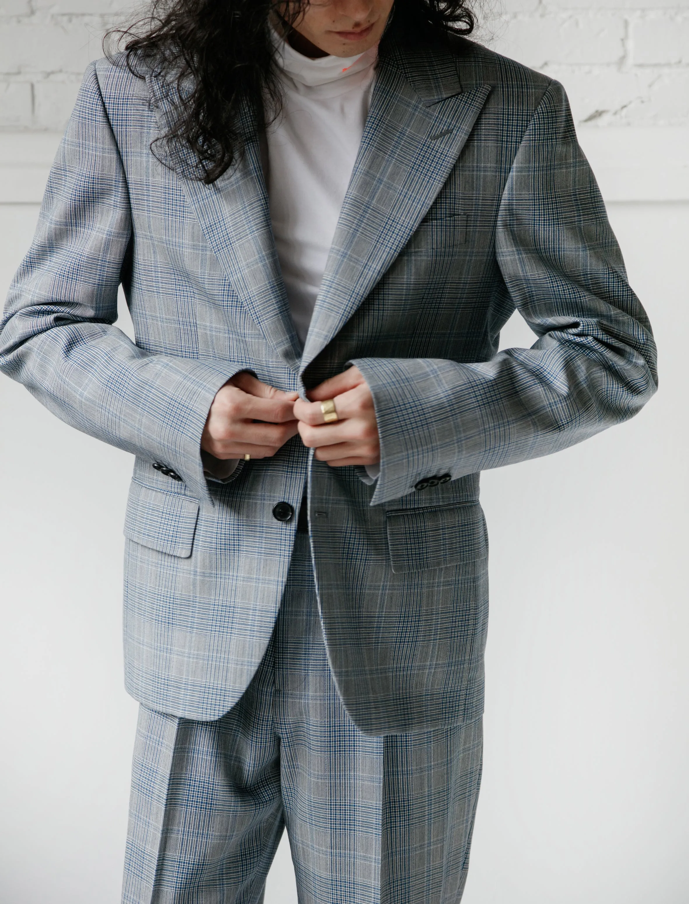 Glen Plaid Plainweave Wool Jacket