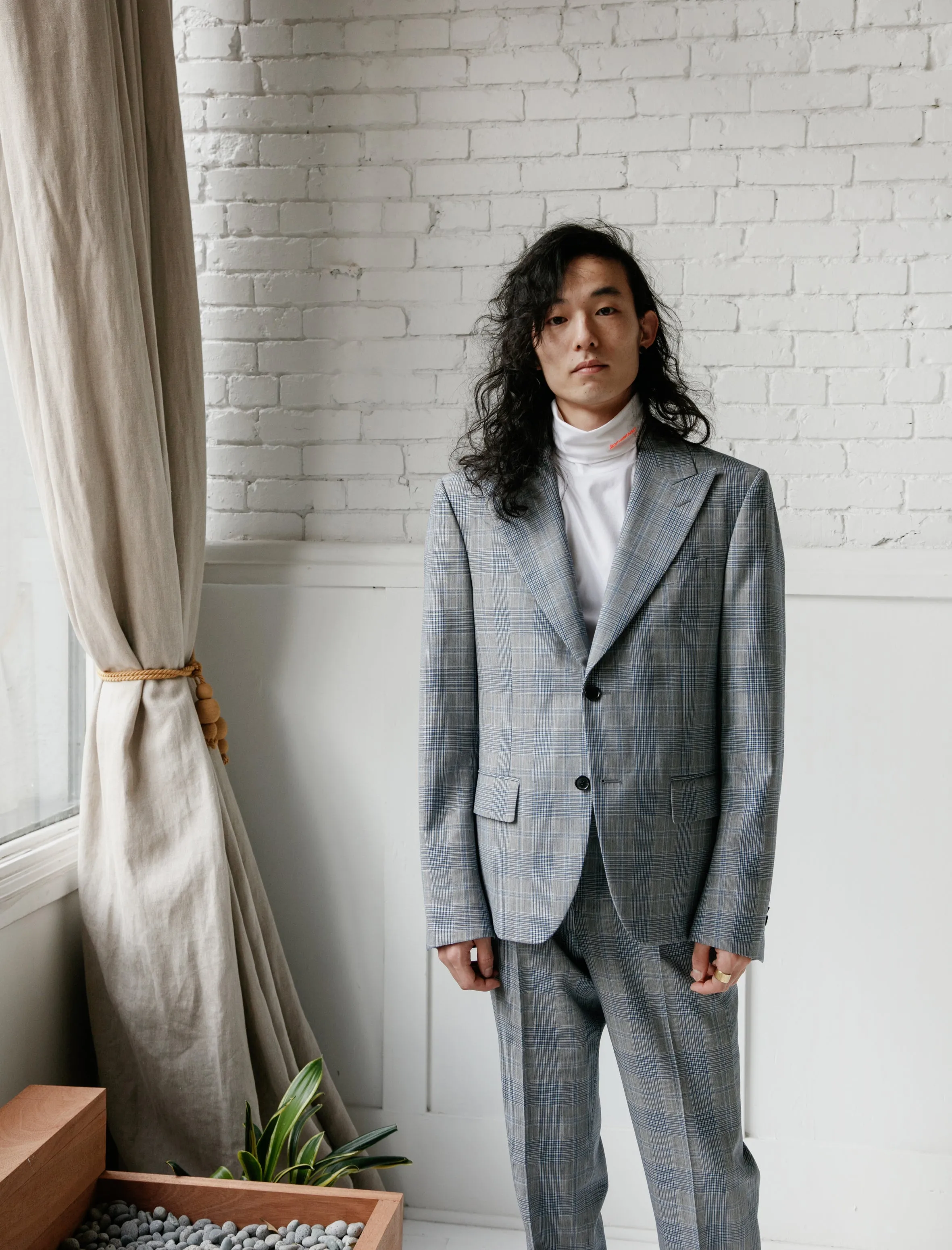 Glen Plaid Plainweave Wool Jacket