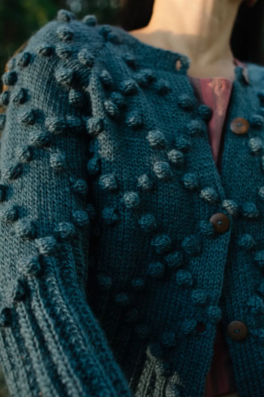 Hand Knit Nepali Wool Jill Sweater in Slate Grey - XL Left