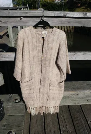 Handwoven and tailored wool blanket coat. Made in Annapolis Royal, Nova Scotia.