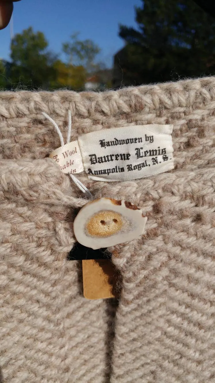 Handwoven and tailored wool blanket coat. Made in Annapolis Royal, Nova Scotia.