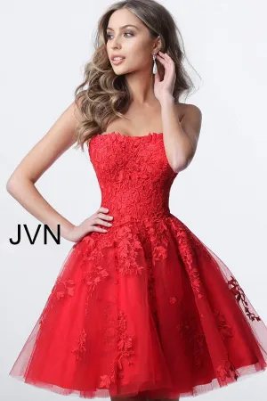 Jovani 1830 Short lace homecoming dress tulle skirt strapless Gown