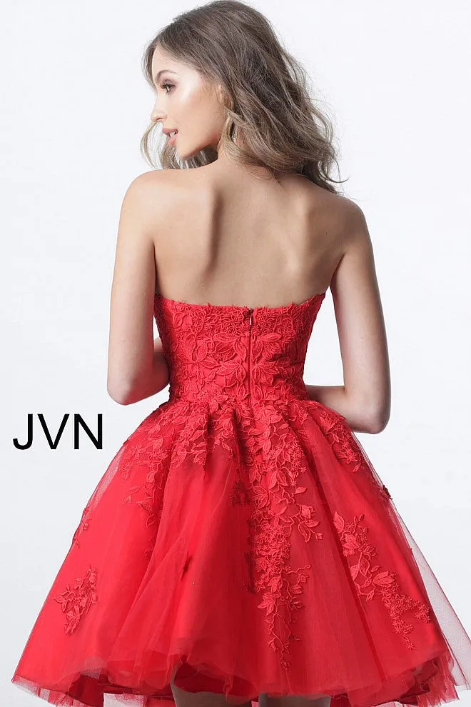 Jovani 1830 Short lace homecoming dress tulle skirt strapless Gown