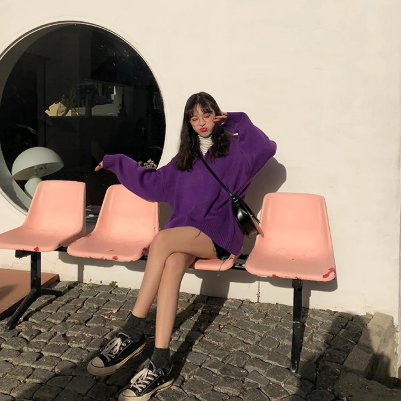 [Korean Style] Basic 5 Colors Loose Fit V-neck Thick Sweater