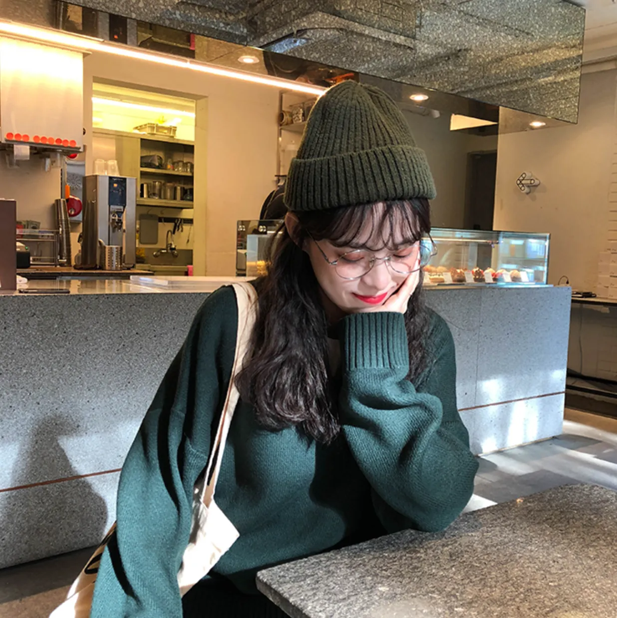[Korean Style] Basic 5 Colors Loose Fit V-neck Thick Sweater