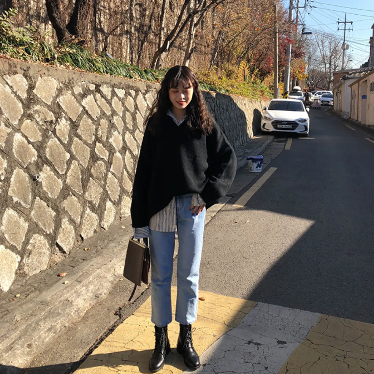 [Korean Style] Basic 5 Colors Loose Fit V-neck Thick Sweater