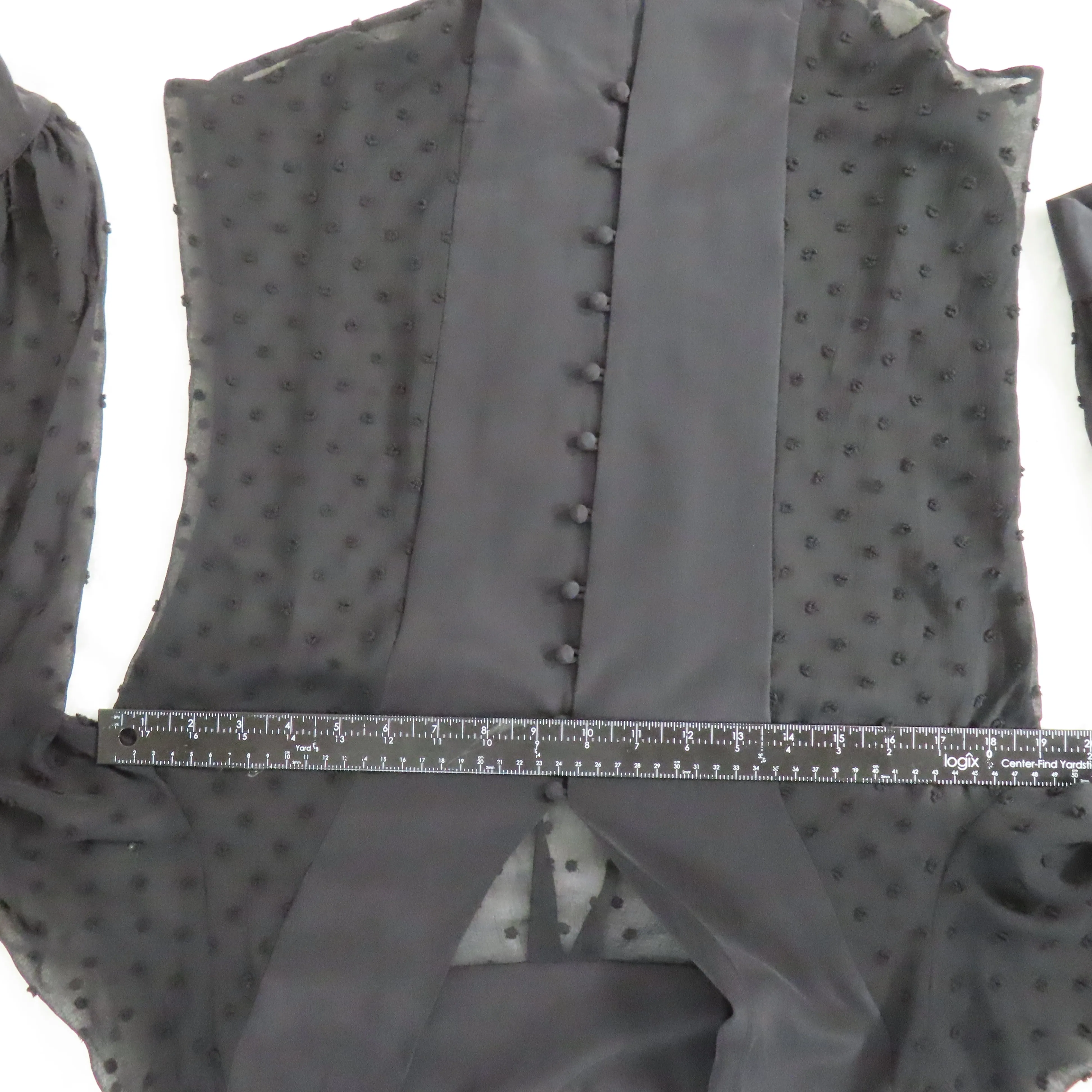 L'AGENCE Black Fallon Textured Swiss Dots Long Sleeve Button-Down Blouse Sz S