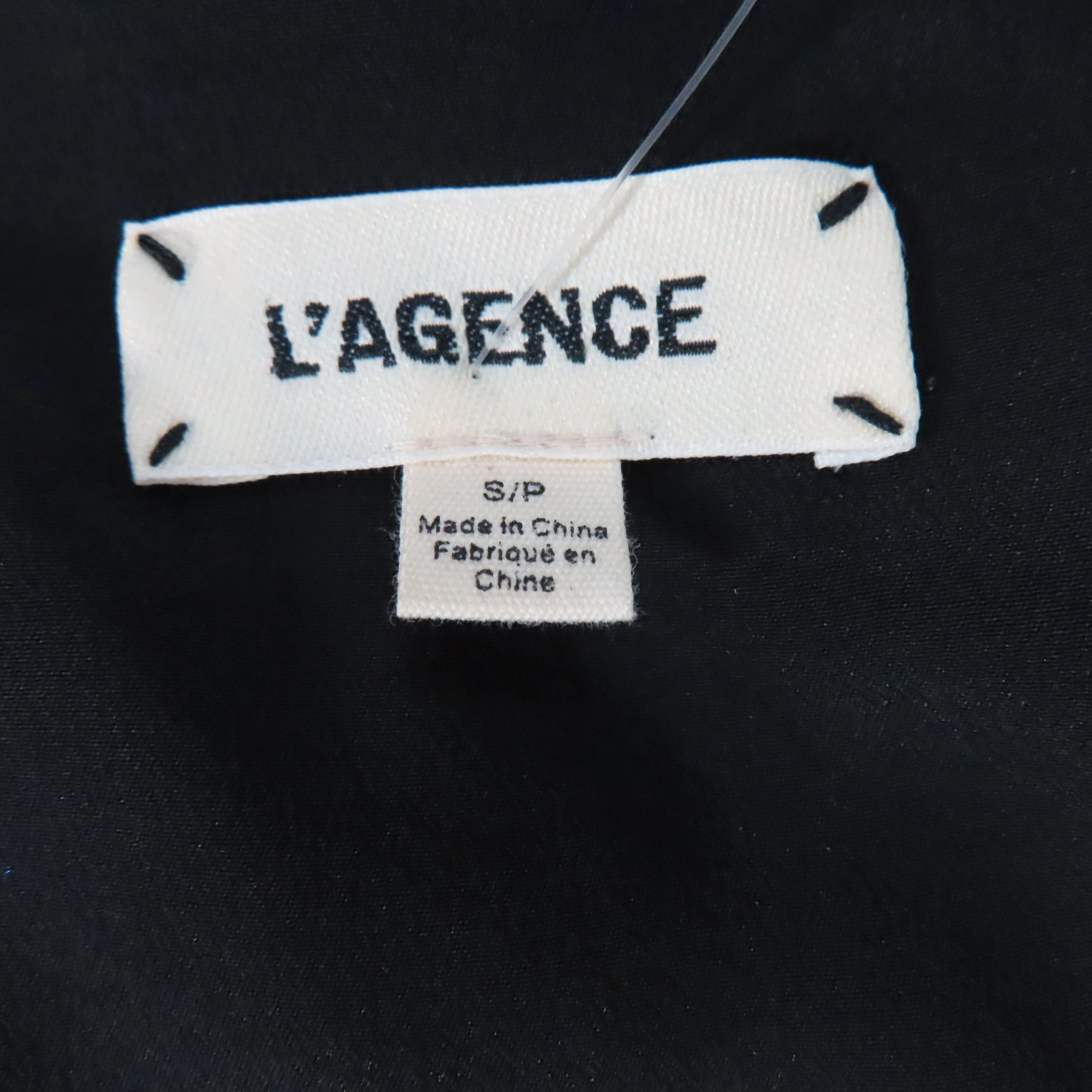 L'AGENCE Black Fallon Textured Swiss Dots Long Sleeve Button-Down Blouse Sz S