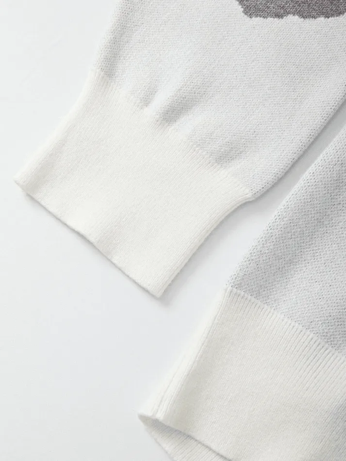 Long Sleeve Jacquard Crew Neck Sweater