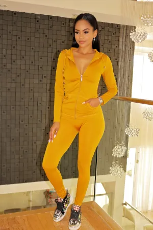 Lounge Matching Pants Set Mustard