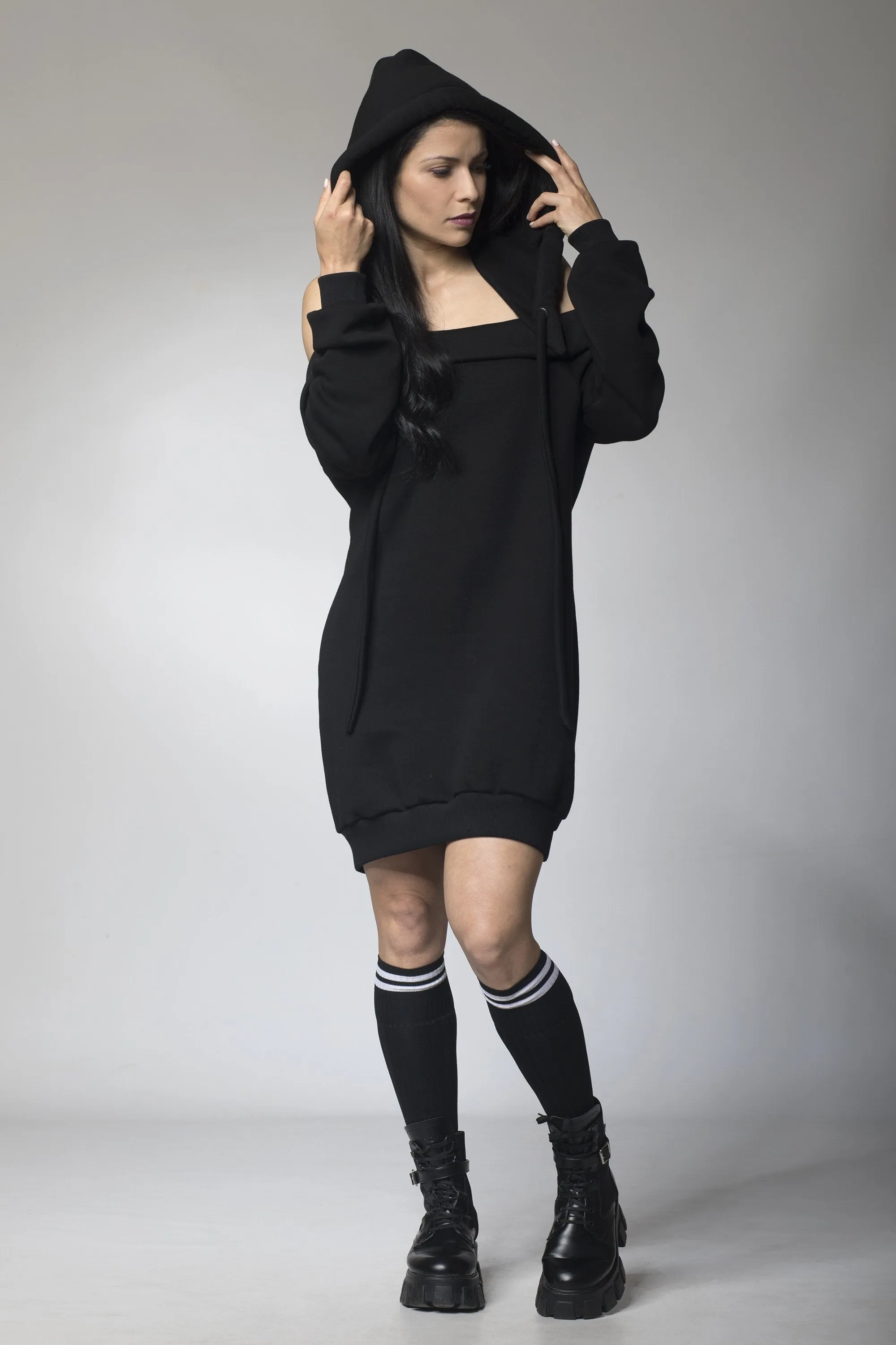 Open Back Hoodie Dress