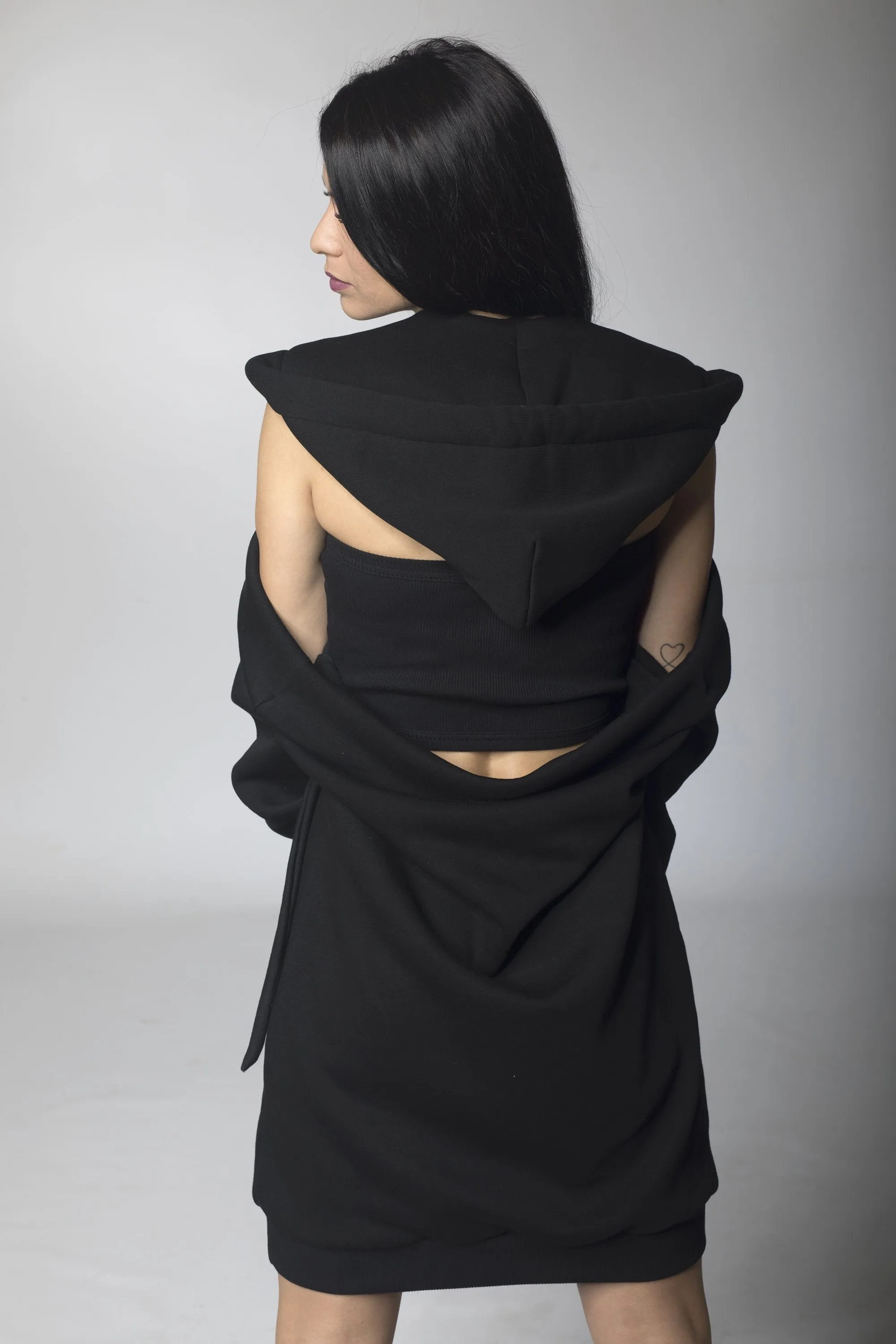 Open Back Hoodie Dress